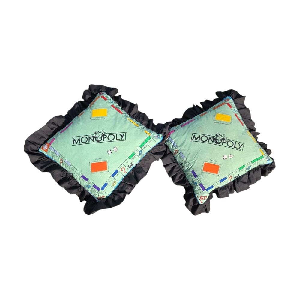 Pair of Monopoly Theme Throw Pillows – Board Game Decor